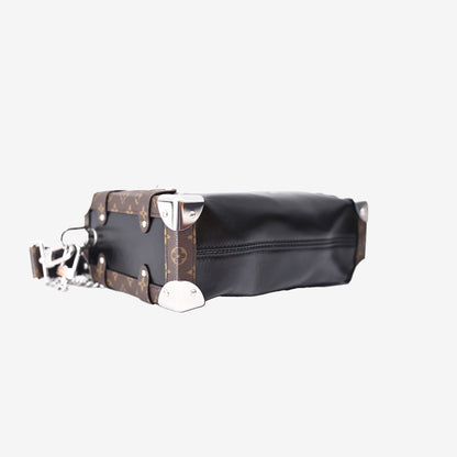 Louis Vuitton Vibe MM Side Trunk Bag in Black Calf Leather with Silver Hardware