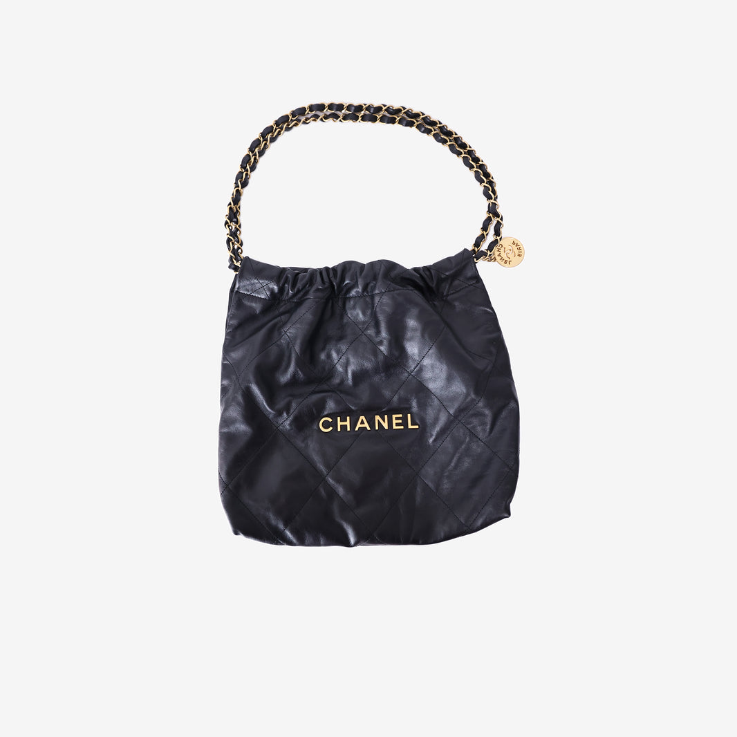 Chanel 22 Small Bag in Black Lambskin Leather with Gold Hardware