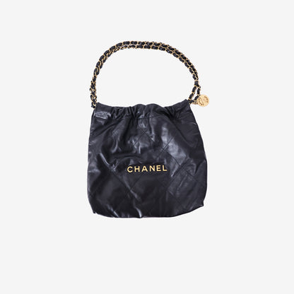 Chanel 22 Small Bag in Black Lambskin Leather with Gold Hardware