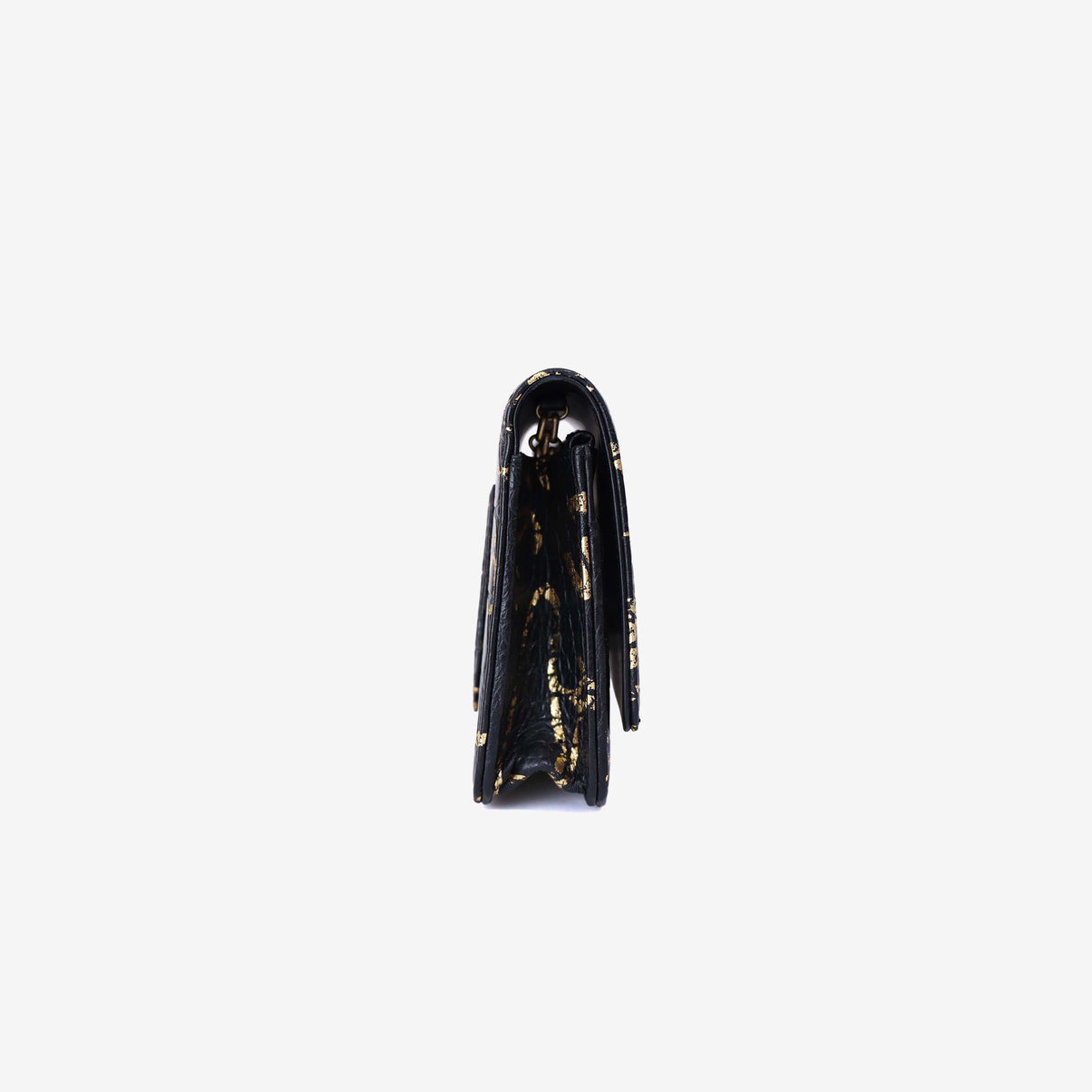 Chanel 2.55 Wallet on Chain in Black Calfskin Leather with Gold Hardware side view
