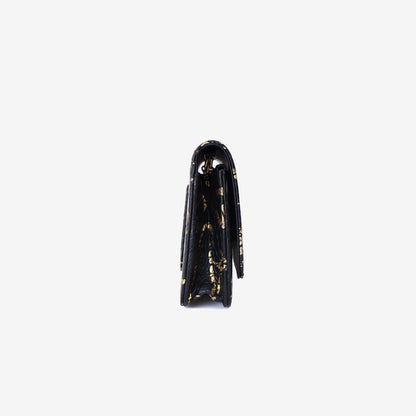 Chanel 2.55 Wallet on Chain in Black Calfskin Leather with Gold Hardware side view