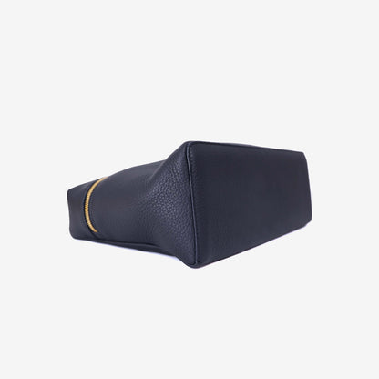 Loro Piana Extra Pocket L27 in Black/Sun Grained Calfskin with Gold Hardware bottom side view