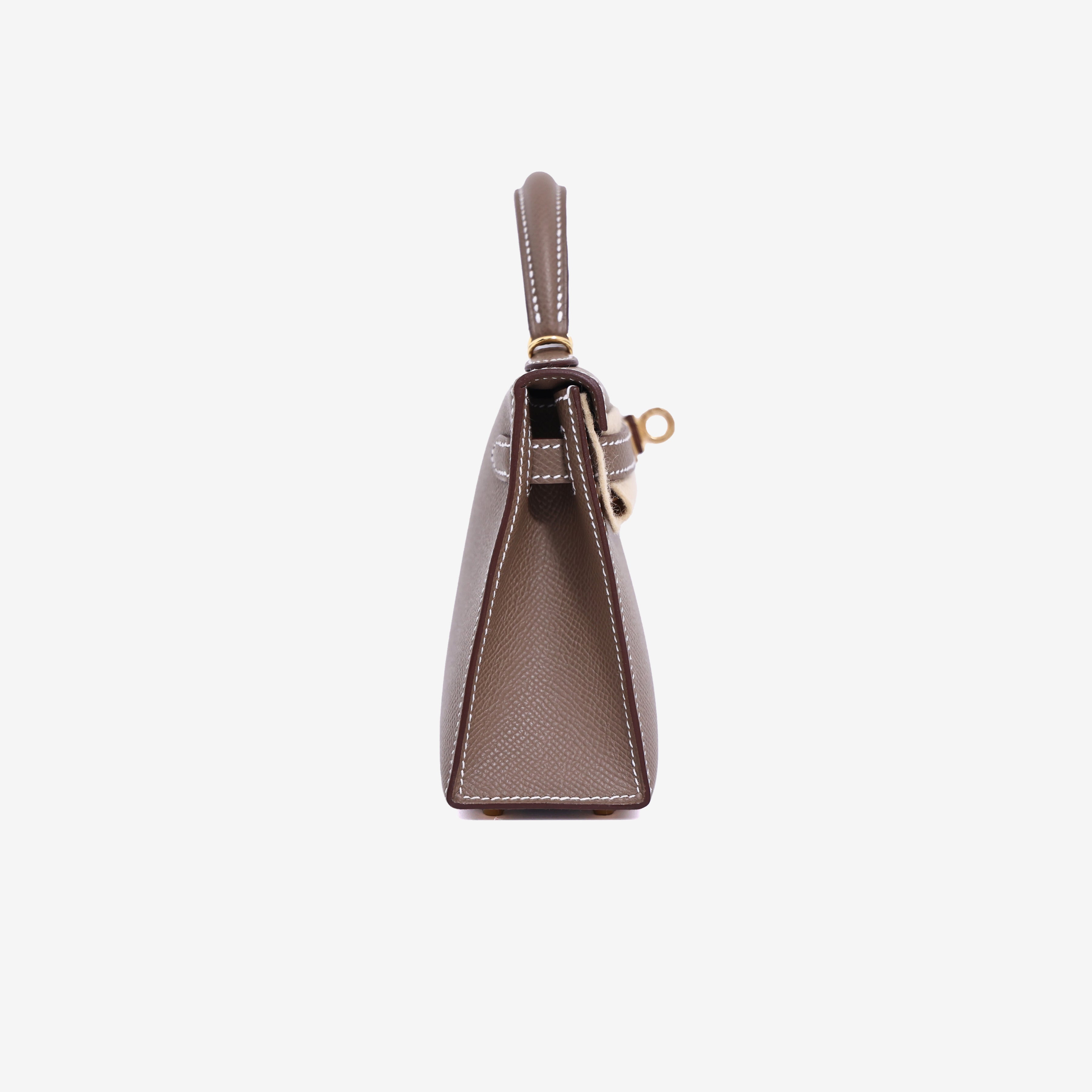 Hermès Mini Kelly 20 in Etoupe Epsom Leather in Gold Hardware side view