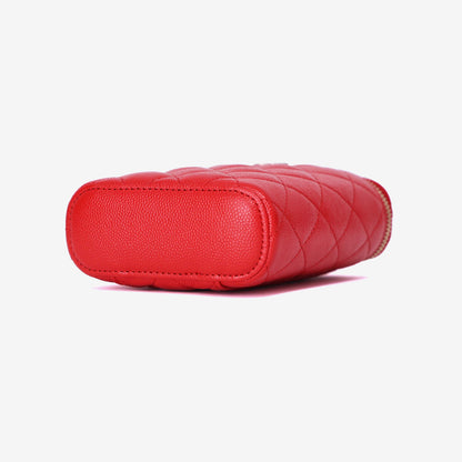 Chanel Vertical Vanity Case in Red Caviar Leather with Gold Hardware