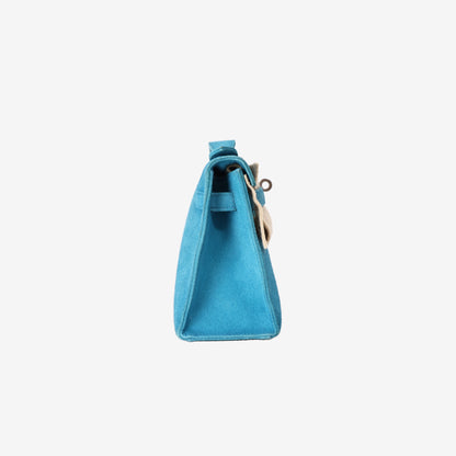Hermès Kelly Pochette in Turquoise Veau Doblis Leather with Palladium-Plated Hardware (Contact to Enquire)