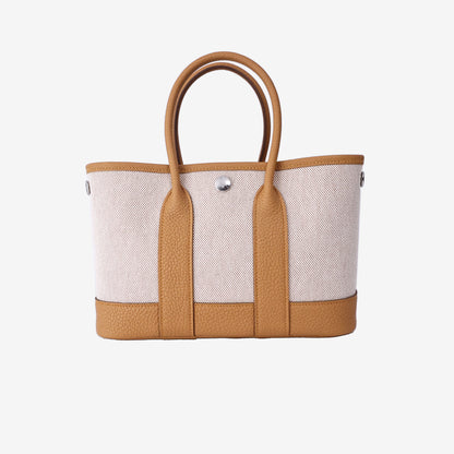 Hermès Neo Garden Party 23 in Écru Toile Canvas/Négonda Leather with Palladium-Plated Hardware