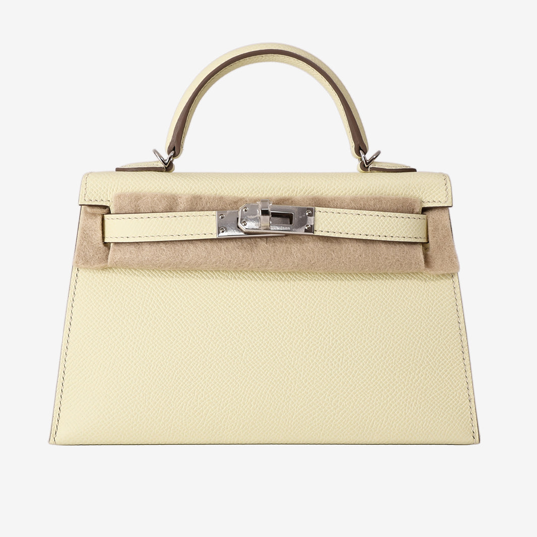 Hermès Mini Kelly 20 in Jaune Milton Epsom Leather with Palladium-Plated Hardware