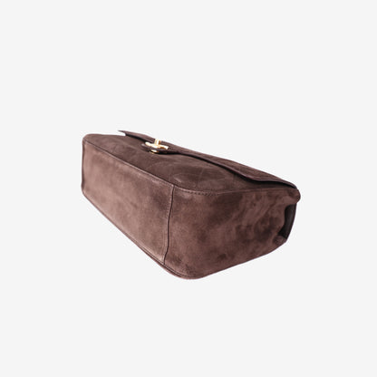 Chanel 26A Matthieu Blazy Maxi Flap Bag in Dark Brown Suede Calfskin Leather with Gold Hardware (Contact to Enquire)