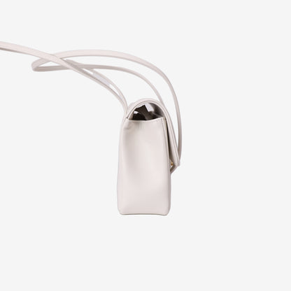 Chanel 26P Preppy Flap Bag Small in White Calfskin Leather with Gold Hardware side view