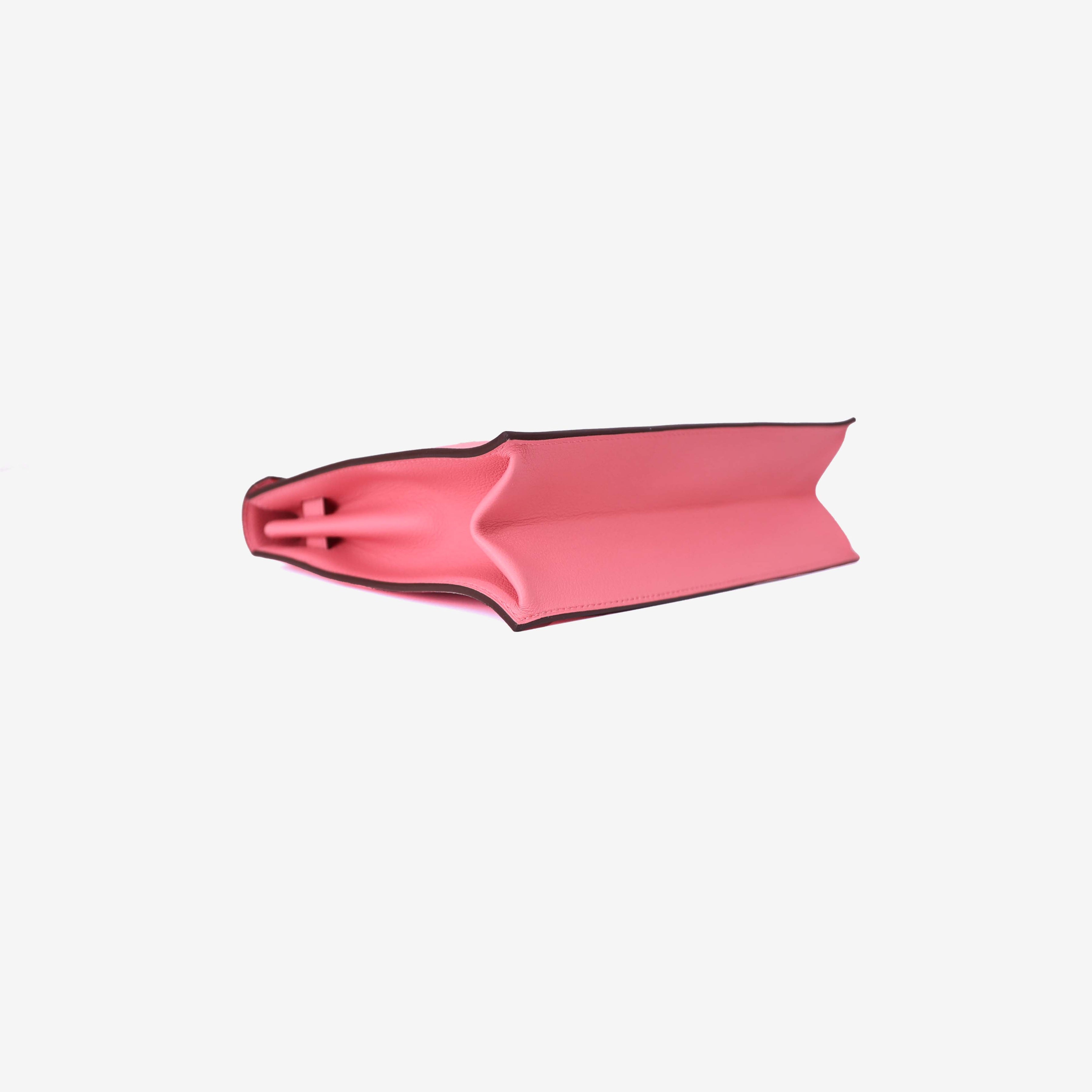 Hermès Kelly Danse in Rose Azalée Evercolor Leather with Palladium Hardware bottom side view
