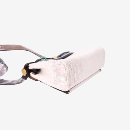 Hermès Mini Herbag Zip 20 in Ebene Vache Hunter Leather and Ecru Toile Canvas with Gold-Plated Hardware