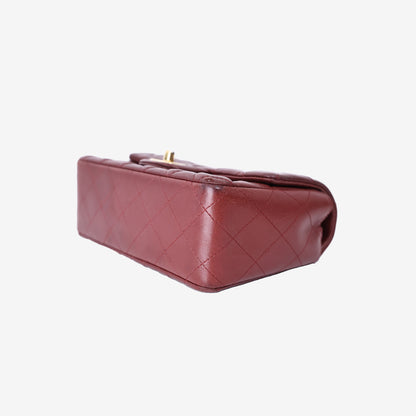 Chanel Classic Mini Flap Bag in Burgundy Lambskin Leather with Gold Hardware