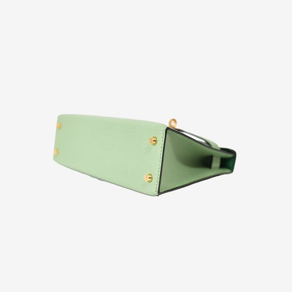 Hermès Mini Kelly 20 in Vert Criquet Epsom Leather with Gold Hardware