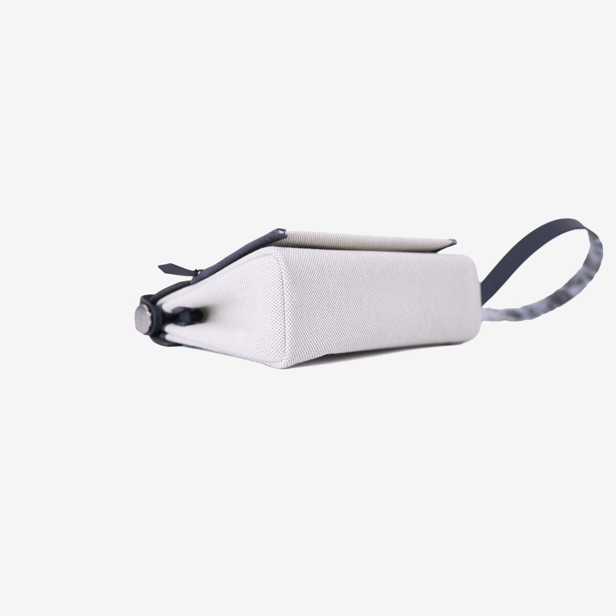 Hermès Herbag Mini in Grey Toile Canvas with Hunter Leather Trim with Palladium Hardware bottom side view