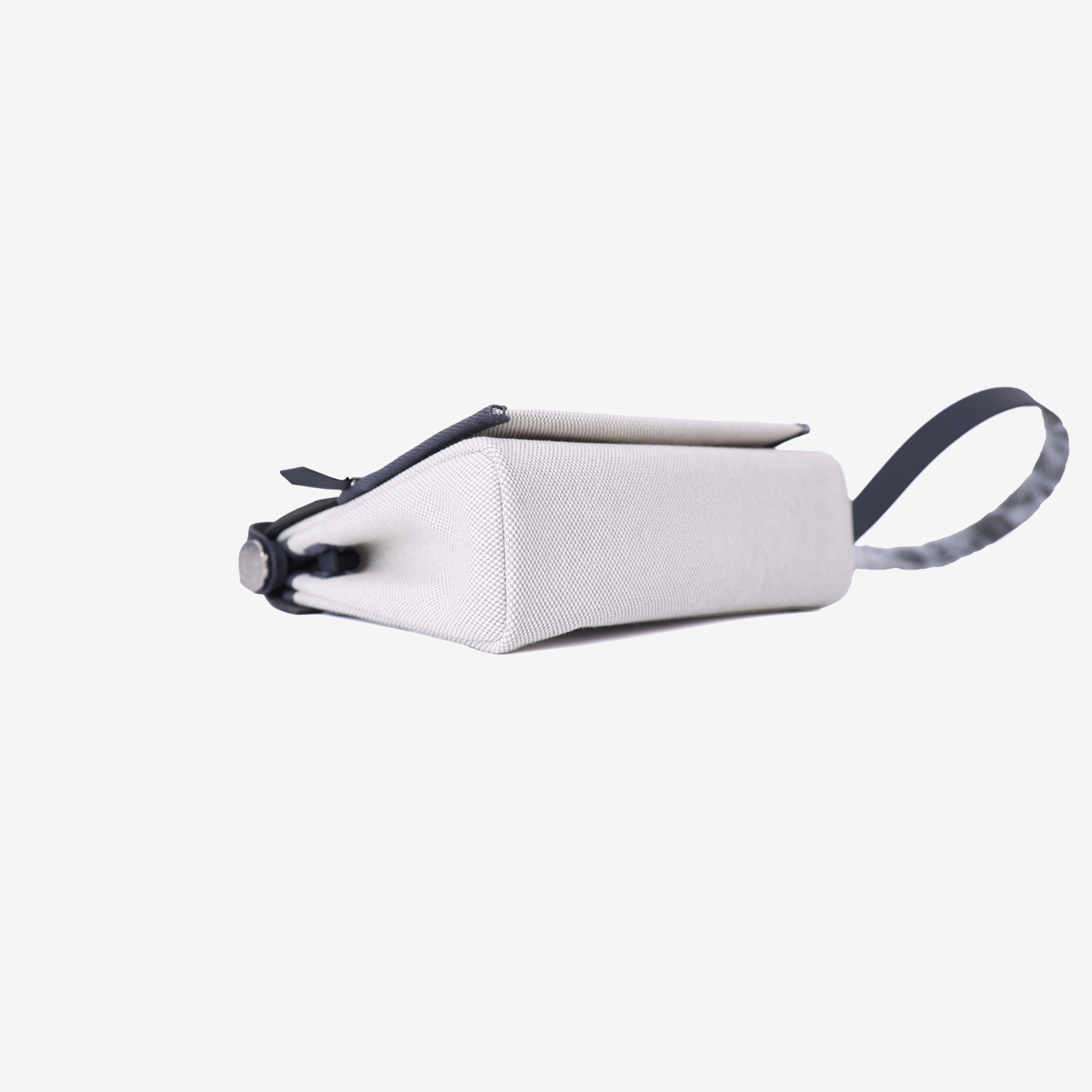 Hermès Herbag Mini in Grey Toile Canvas with Hunter Leather Trim with Palladium Hardware bottom side view