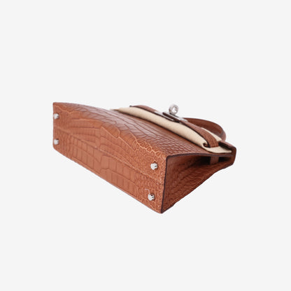Hermès Mini Kelly 20 in Gold Alligator Leather with Palladium Hardware