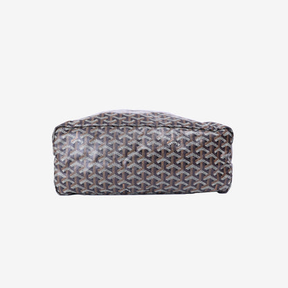 Goyard Saint Louis PM Tote in Black Goyardine Canvas Leather with Palladium Hardware bottom view