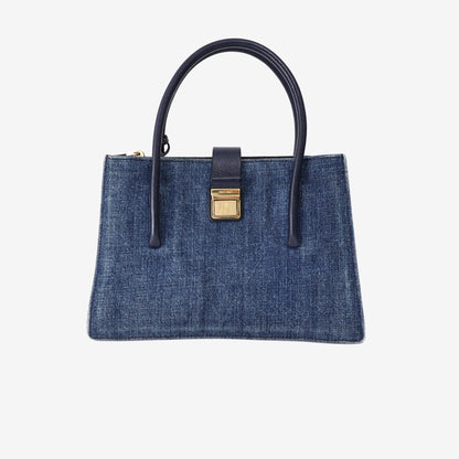 Miu Miu Crossbody Bag in Blue Denim Leather with Gold Hardware