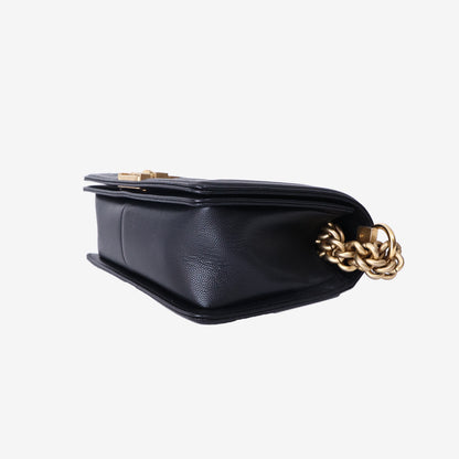 Chanel Boy Bag Medium in Black Calfskin Leather with Gold Hardware