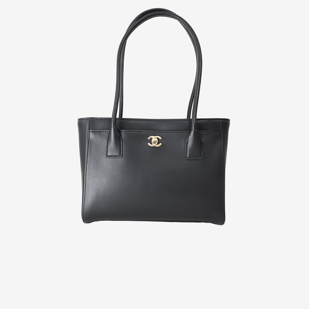 Chanel 26 Shopping Bag Small in Black Calfskin Leather with Gold-Tone Metal