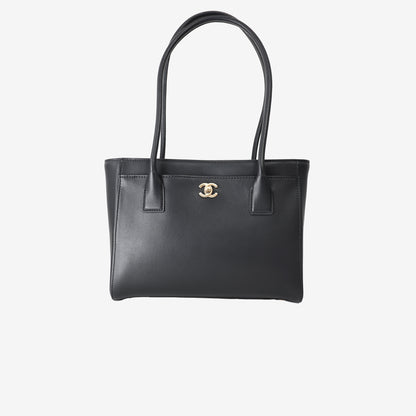 Chanel 26 Shopping Bag Small in Black Calfskin Leather with Gold-Tone Metal