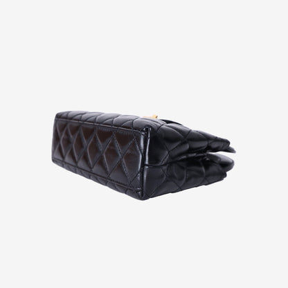Chanel Small Kelly Shopper in Black Aged Calfskin with Brushed Gold Hardware