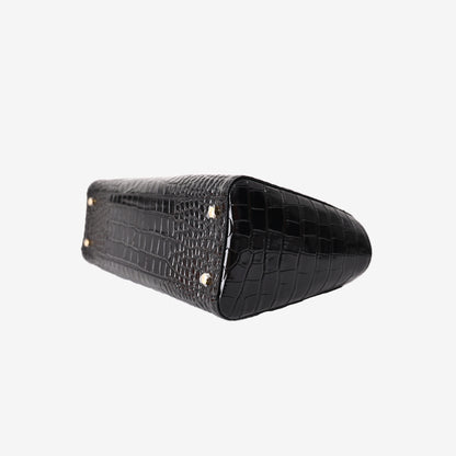 Chanel 26K Shopping Bag in Black Crocodile-Embossed Calfskin Leather with Gold Hardware