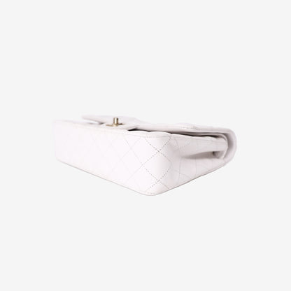 Chanel Medium Classic Double Flap Bag in White Caviar Leather with Gold Hardware