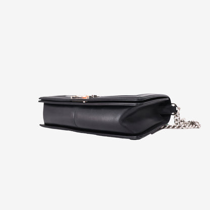 Chanel Boy Bag in Black Chevron Leather with Silver Hardware
