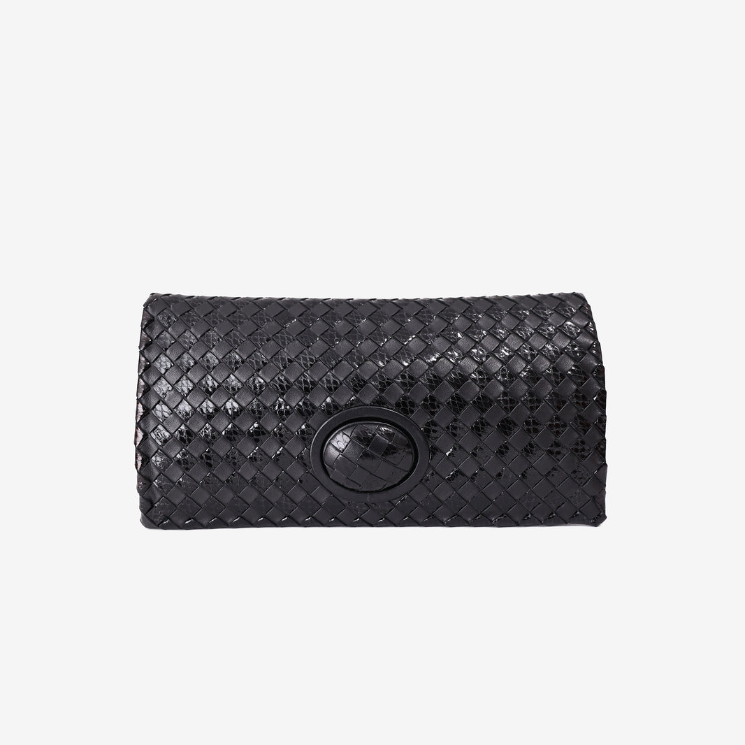 Bottega Veneta Intrecciato Woven Leather Clutch in Black