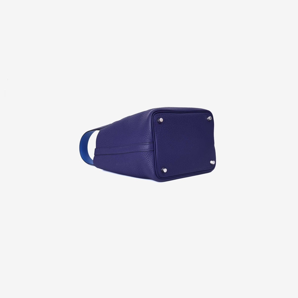 Hermès Picotin 18 in Bleu Encre Clemence Leather with Palladium Hardware bottom side view