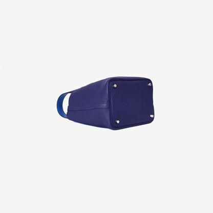 Hermès Picotin 18 in Bleu Encre Clemence Leather with Palladium Hardware bottom side view
