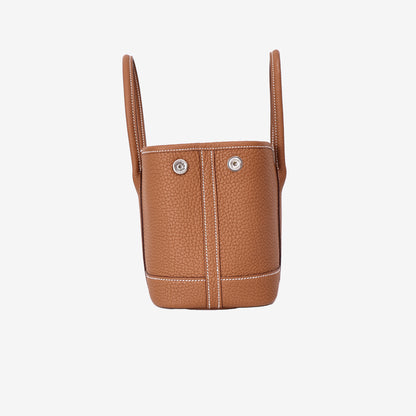 Hermès Mini Garden Party in Gold Clemence Leather with Palladium Hardware side view