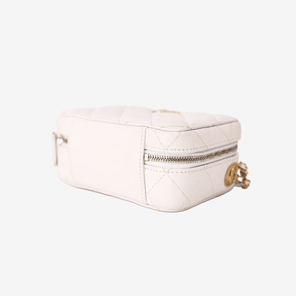 Chanel Twist Your Buttons Clutch with Chain in White Caviar Leather with Gold Hardware