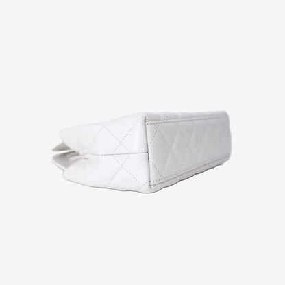 Chanel Small Kelly Shopper in White Aged Calfskin with Brushed Gold Hardware
