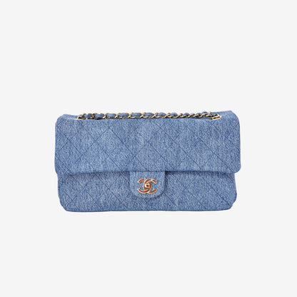 Chanel 26A Maxi Flap Bag in Blue Denim with Gold Hardware