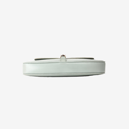 Gucci Jackie Flap Shoulder Bag in Light Green Canvas/Leather with Silver Hardware