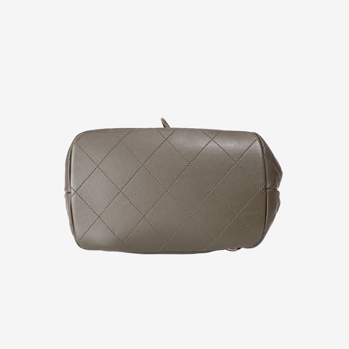 Chanel Duma Drawstring Backpack in Khaki Lambskin Leather bottom view