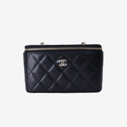 Chanel Vanity Case in Black Caviar Leather with Gold Hardware