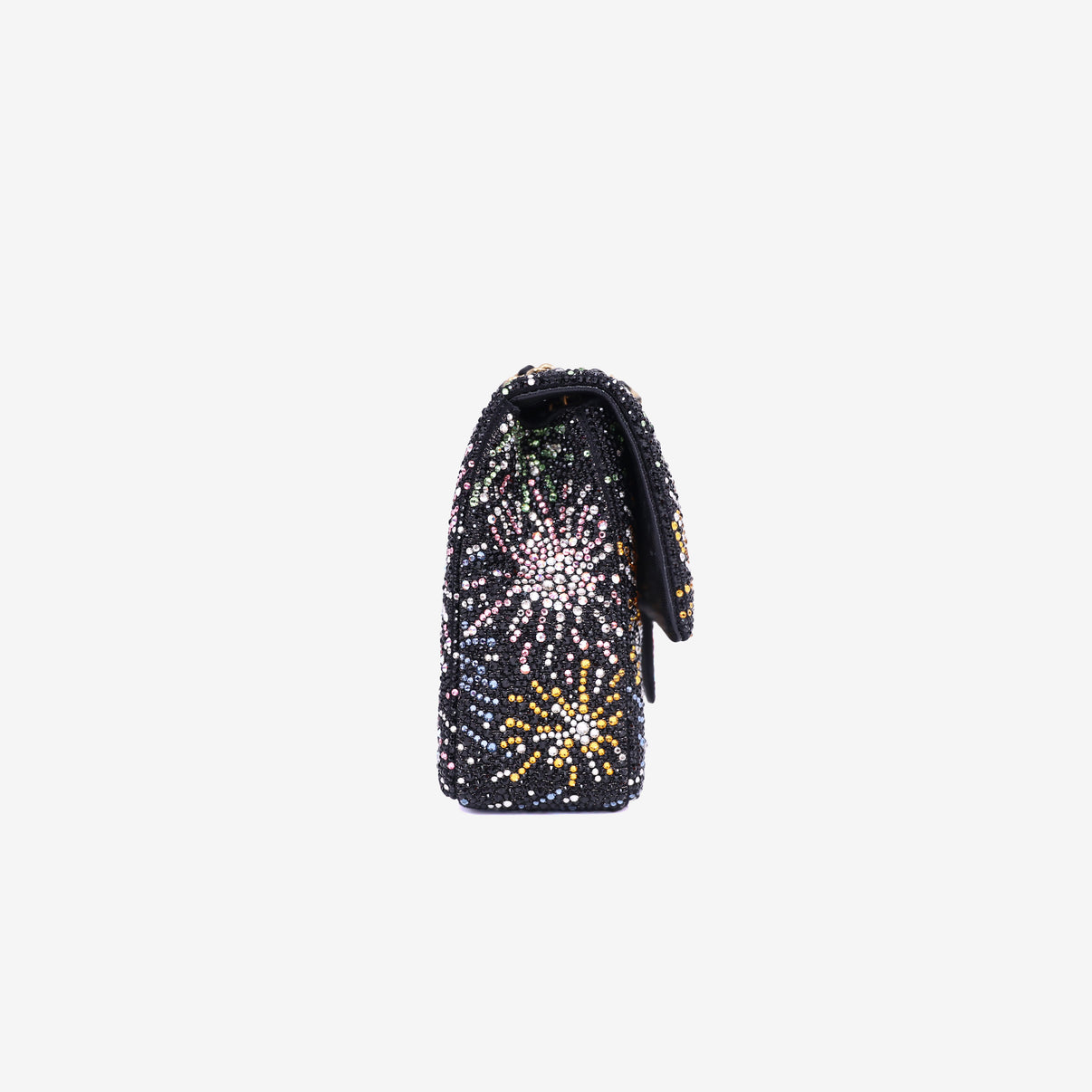 Chanel Coco Neige Evening Bag in Black/Multicolour Sequin Pearl Strass with Gold Hardware side view
