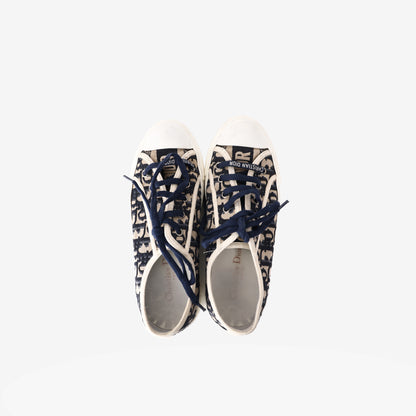 Dior Walk’n’Dior Low-Top Sneakers in Deep Blue Dior Oblique Embroidered Cotton (EU 38.5)