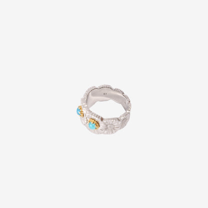 Buccellati Blossoms Eternelle Ring in Silver with Light Blue Agate