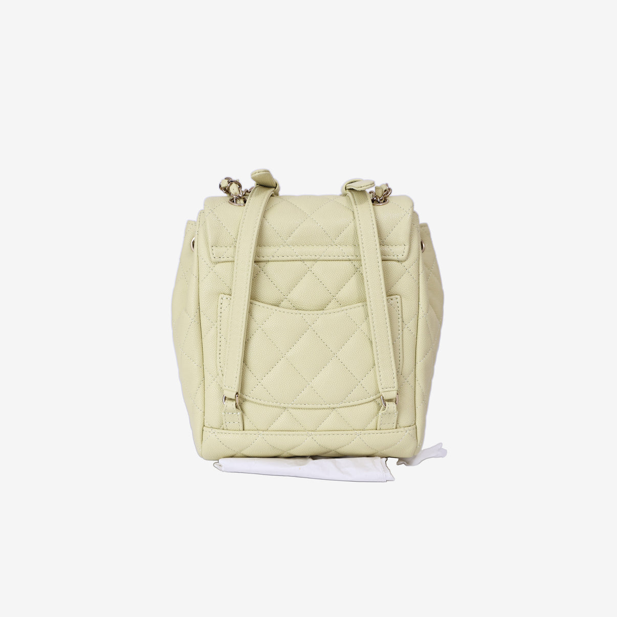 Chanel Urban Spirit Mini Backpack in Light Yellow Caviar Leather with Silver Hardware back view