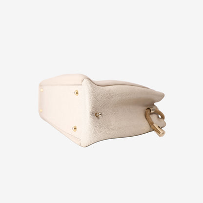 Versace Collection Leather Panel Tote Bag in Cream/Off-White Leather with Gold Hardware