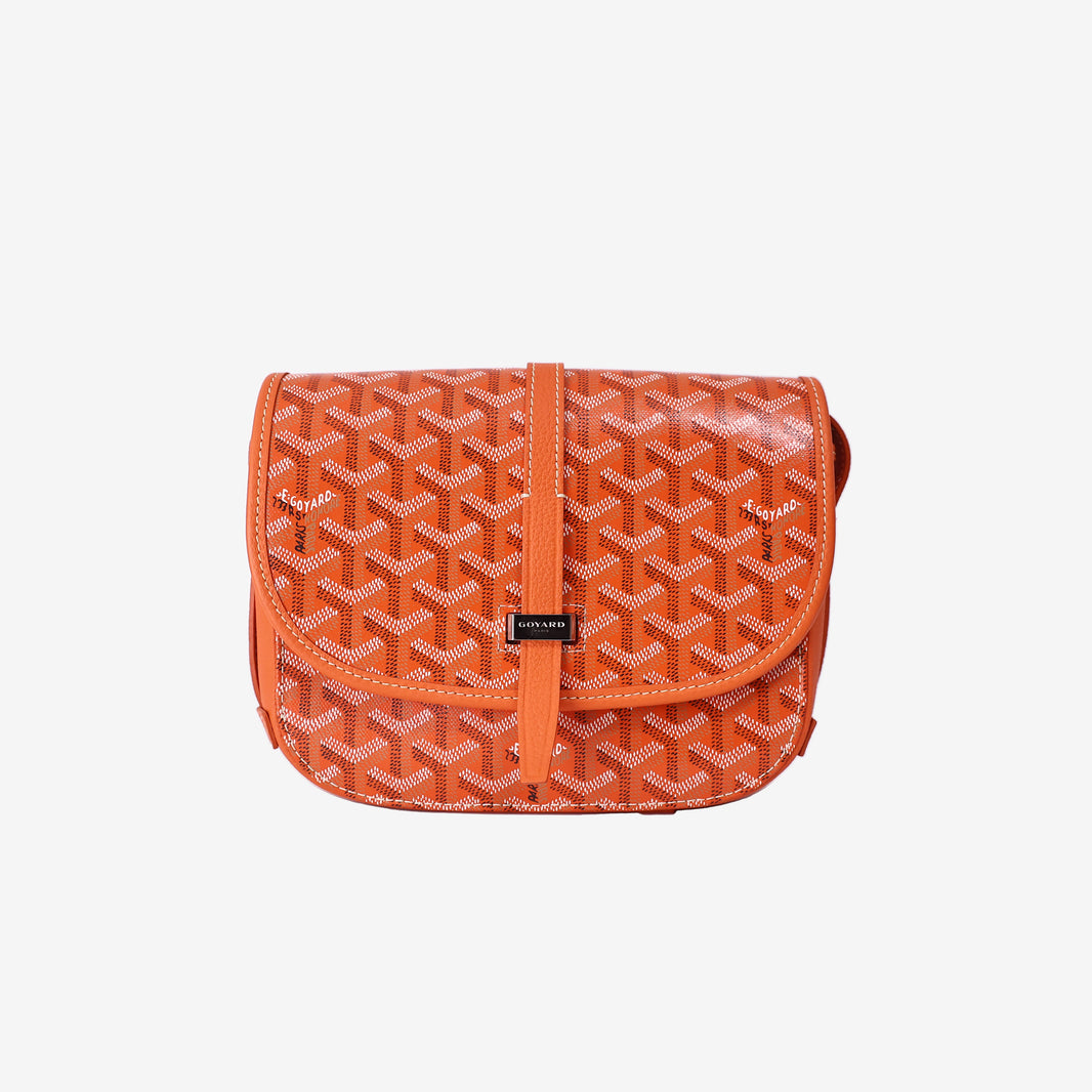 Goyard Belvédère Handbag in Orange Goyardine Canvas with Silver Hardware