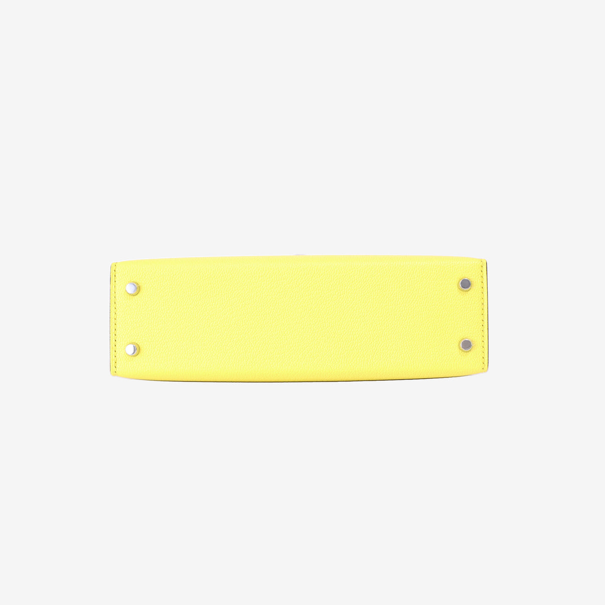 Hermès Mini Kelly 20 in Jaune Citron Chevre Mysore Leather with Palladium Hardware bottom view