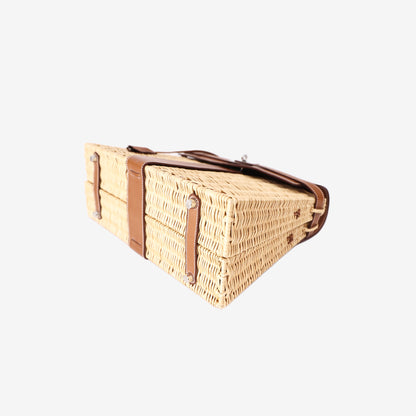 Hermès Kelly Picnic 35 in Osier Wicker and Fauve Barenia Leather with Palladium Hardware