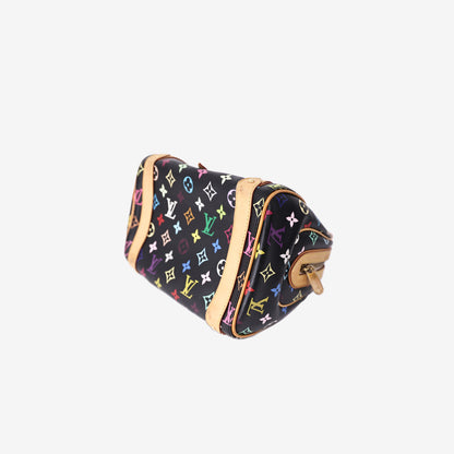 Louis Vuitton Priscilla Boston Tote Bag in Black/Multicolour Monogram Canvas/Vachetta Leather with Gold Hardware