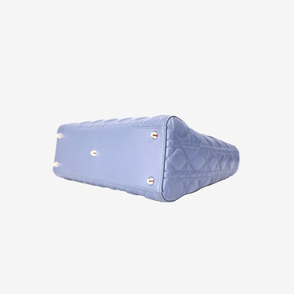 Lady Dior Bag in Blue Lambskin Leather with Gold Hardware
