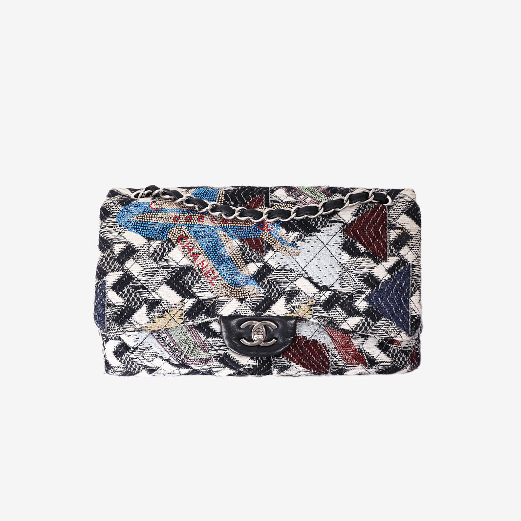 Chanel 2016 Airlines Tweed Strass XXL Flap Bag in Multicoloured Tweed with Silver Hardware